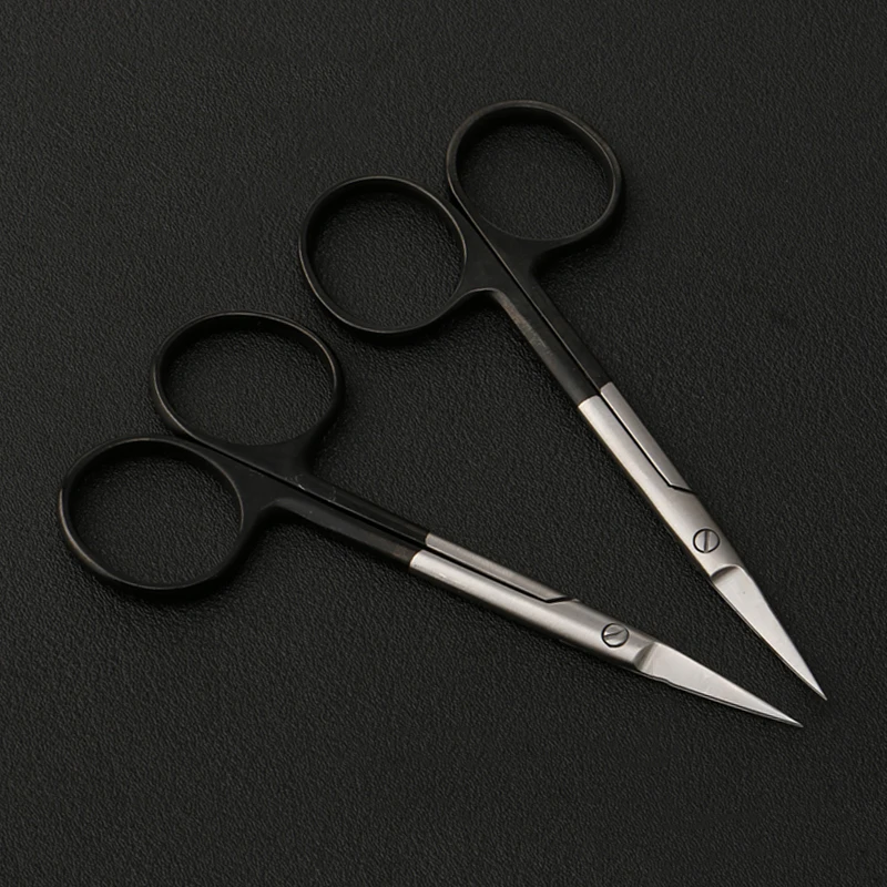 Black Handle Scissors Double Eyelid Tools Plastic Cosmetic Instruments Stainless Steel Surgical Scissors Fine Scissors Straight