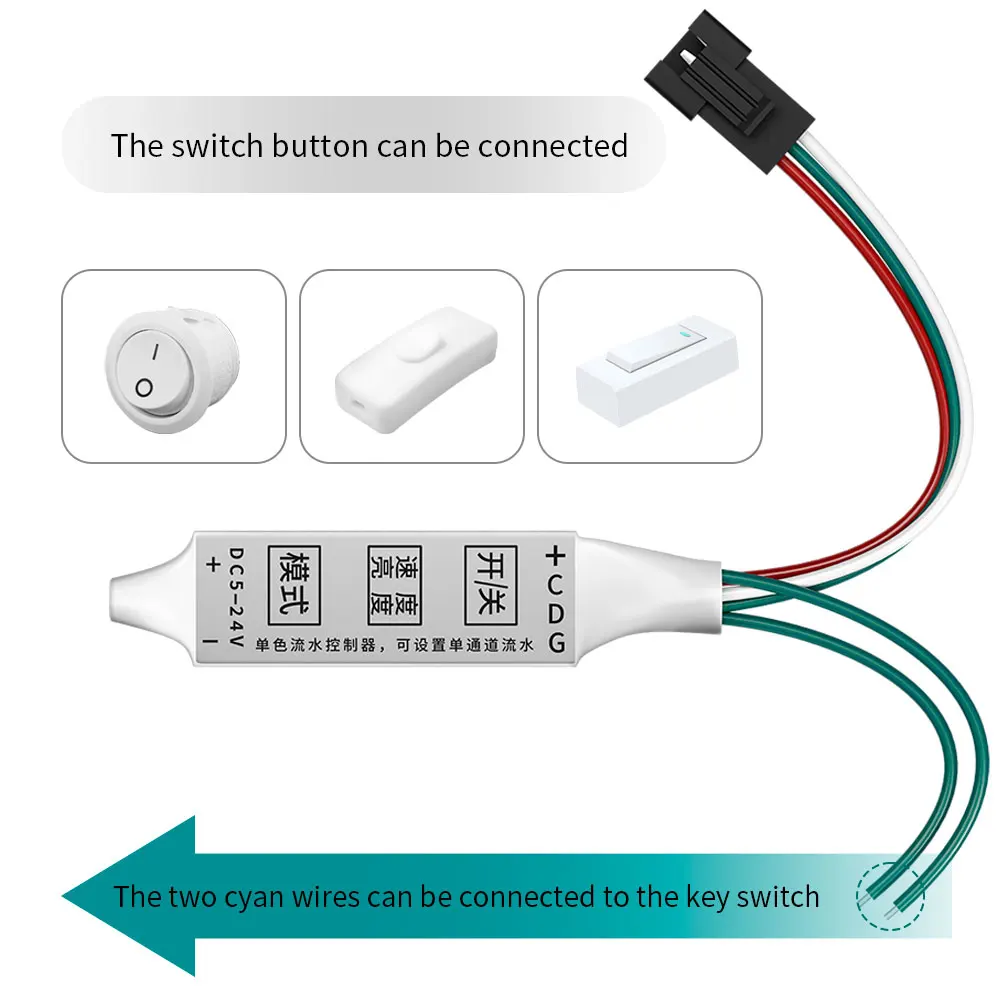 Imagem -03 - Mini Controlador de Led de Cor Única Teclas Ws2811 Painel de Interruptor sem Fio de Água Corrente Dimmers Cob 2835 5050 Luz de Tira Led Dc5v24v