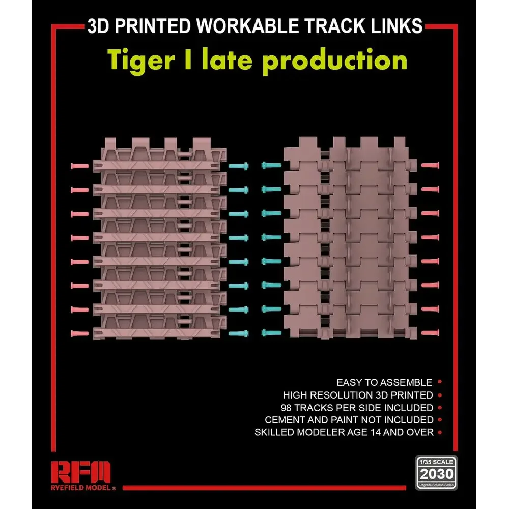 RYEFIELD MODEL RFM RM-2030 1/35 3D Printed Workable Track For Tiger I Late Production - Scale Model Kit