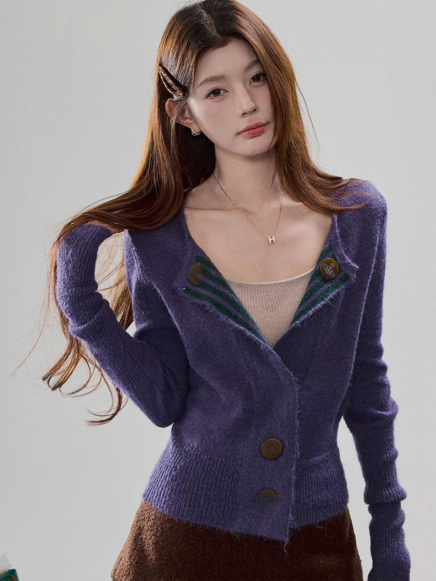 

Swee Lazy Sle Knitted Sweater Coat Women's Winter Warm V-Ne Long Sve Casual Faion Fitted Waist Cardigan