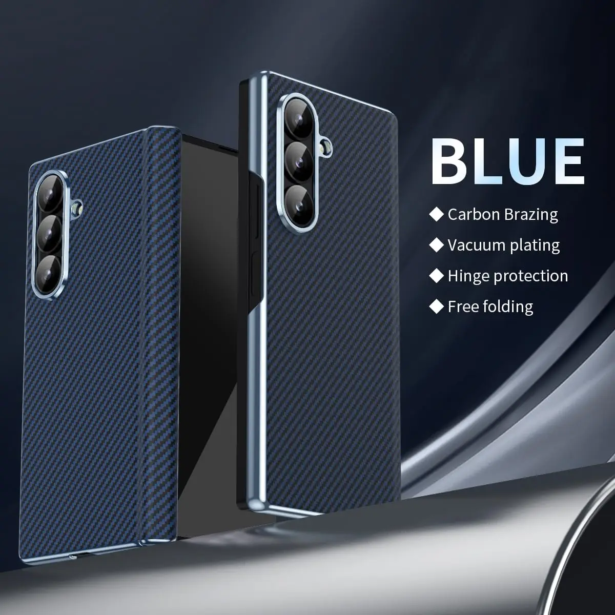 Carbon Fiber Case for Samsung Galaxy Z Fold 7, Lens & Hinge Protection, Screen Protector, Slim Anti-Fall Skin-Friendly Texture