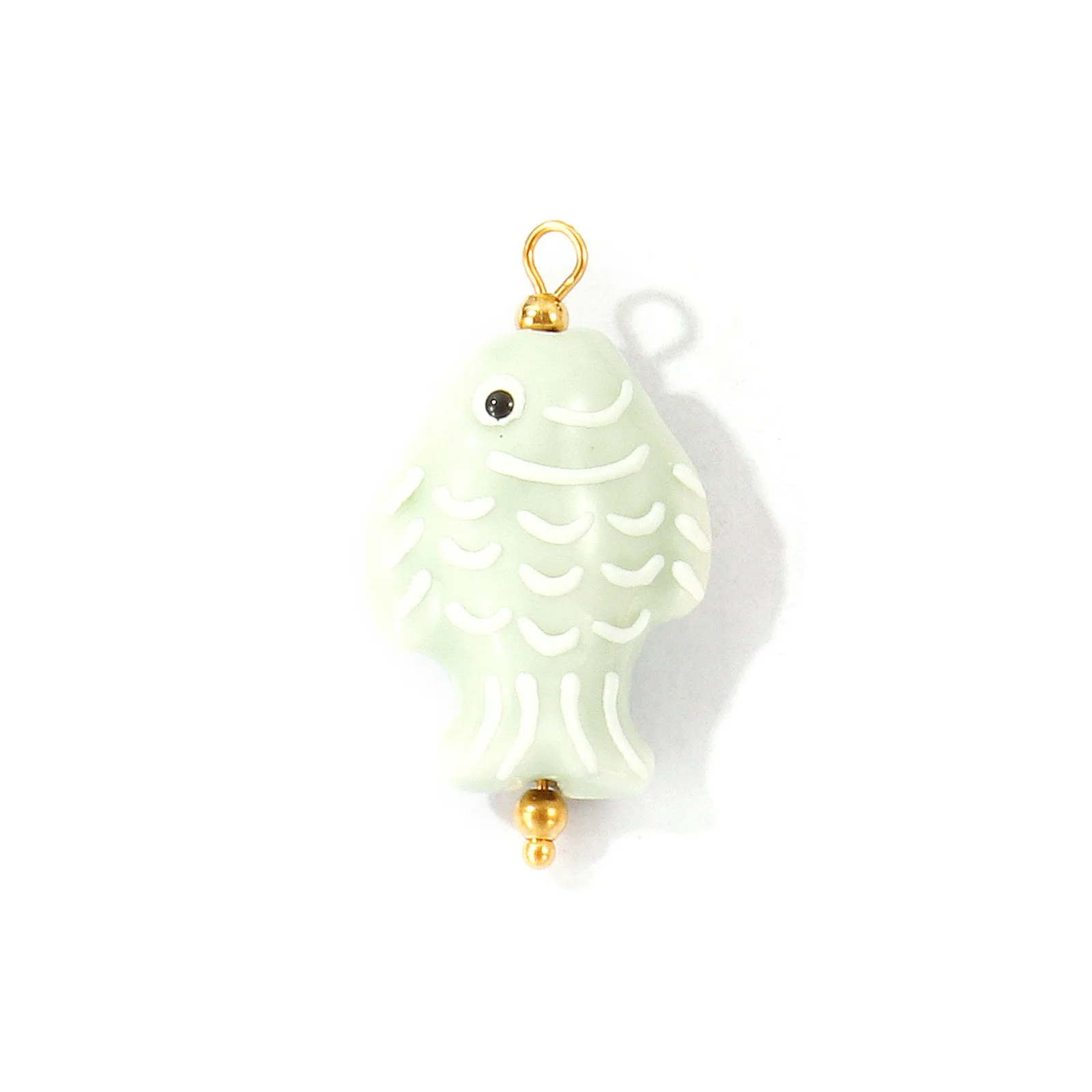 2 Stück bunte Keramik-Ozean-3D-Fisch-Schmuckanhänger, 18 Karat vergoldet, 304 Edelstahl-Charms für DIY-Halskettenherstellung – Detail 8