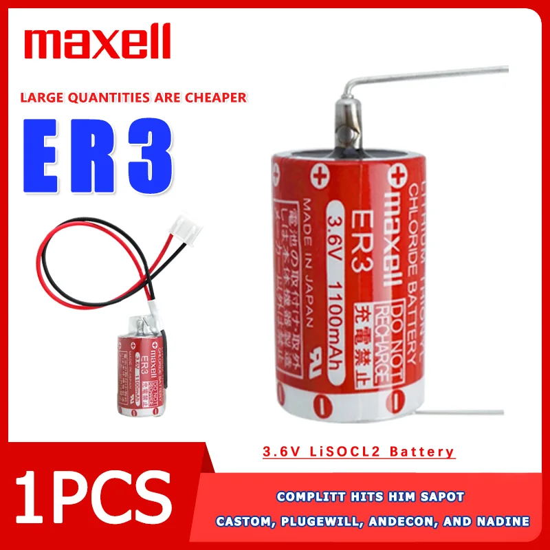 

ER3 3.6V 1/2AA With XH2.54-3P PLUG 1100mAh Used for Mitsubishi PLC Industrial Control Servo F94 PM-20BL Lithium Battery