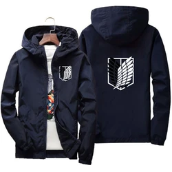 Attack on Titan New Outdoor Travel Men's Hooded Jacket Spring Fall Zipper Hooded Lightweight Comfortable Camping Hiking Jacket