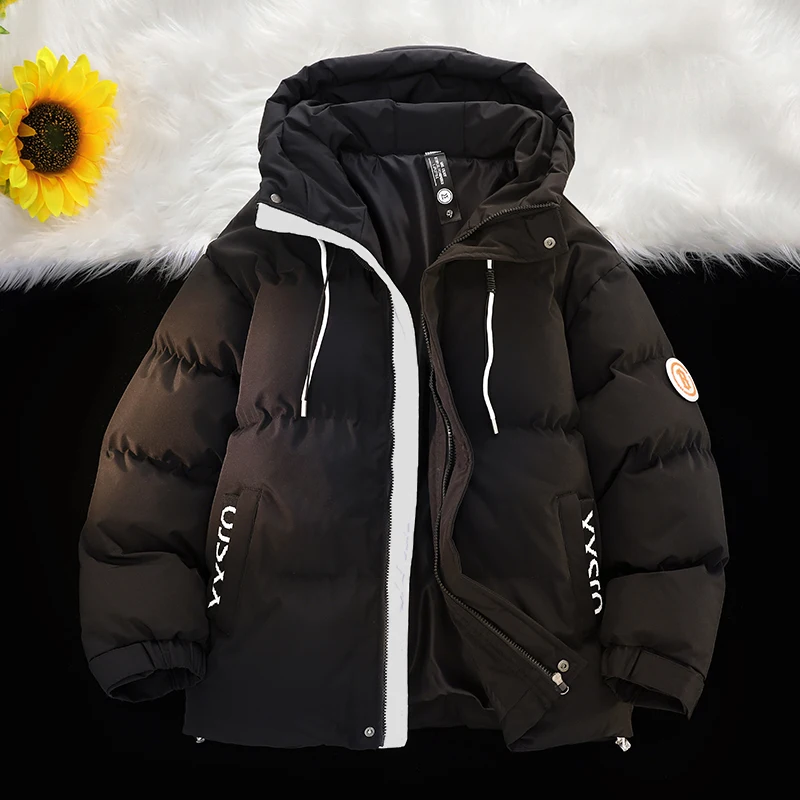 Fashion 2024 Winter Men\'s Thicken Top Parkas Streetwear Loose Windproof Hooded Cotton-Padded Jacket Youth Outdoor Warm Down Coat