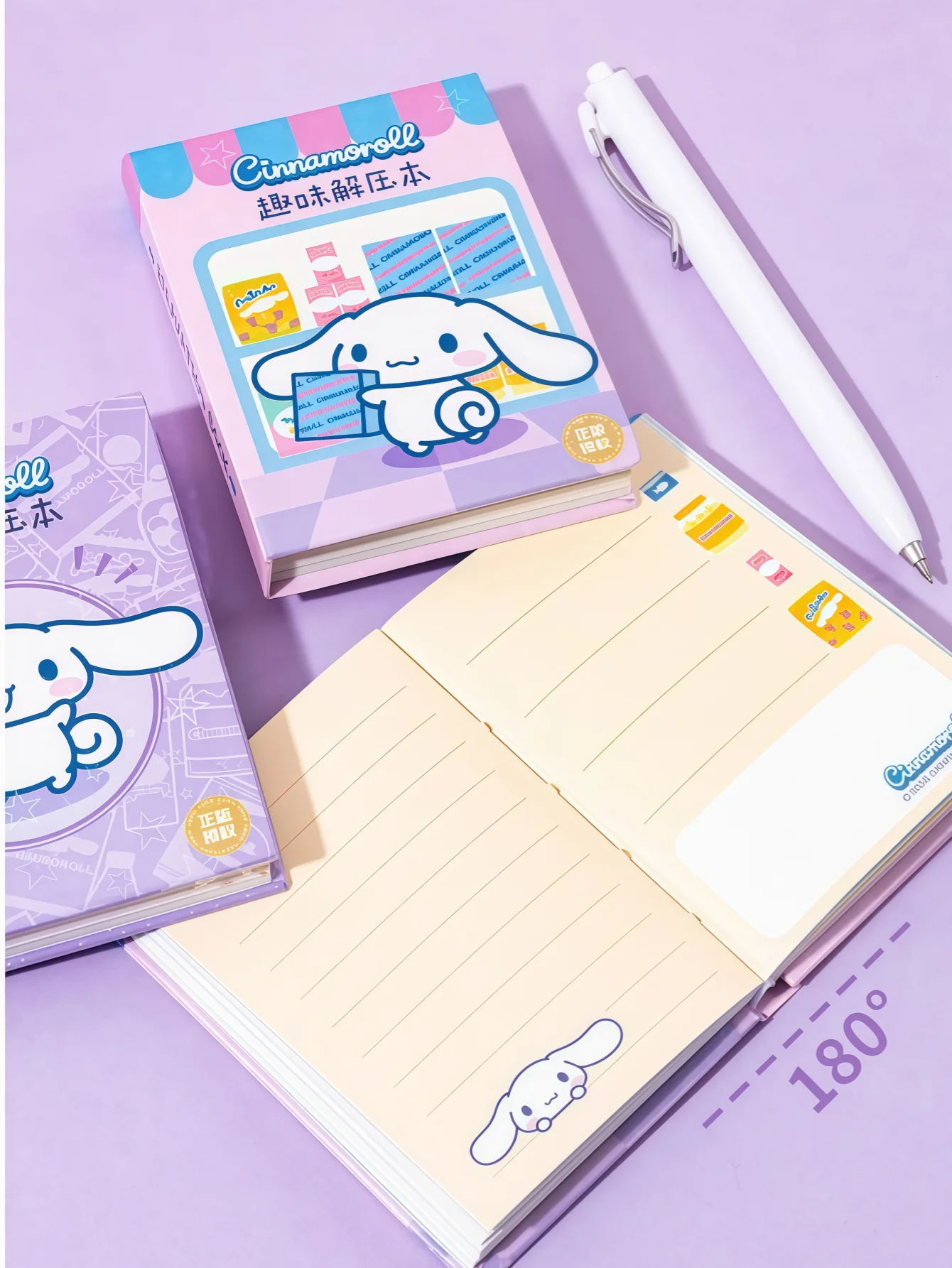 Sanrio Kuromi Melody Cinnamoroll Hello Kitty Multifunctional Stress-Relief Notebook Cartoon Coloring Doodle Journal Children's Fun Diary Notebook