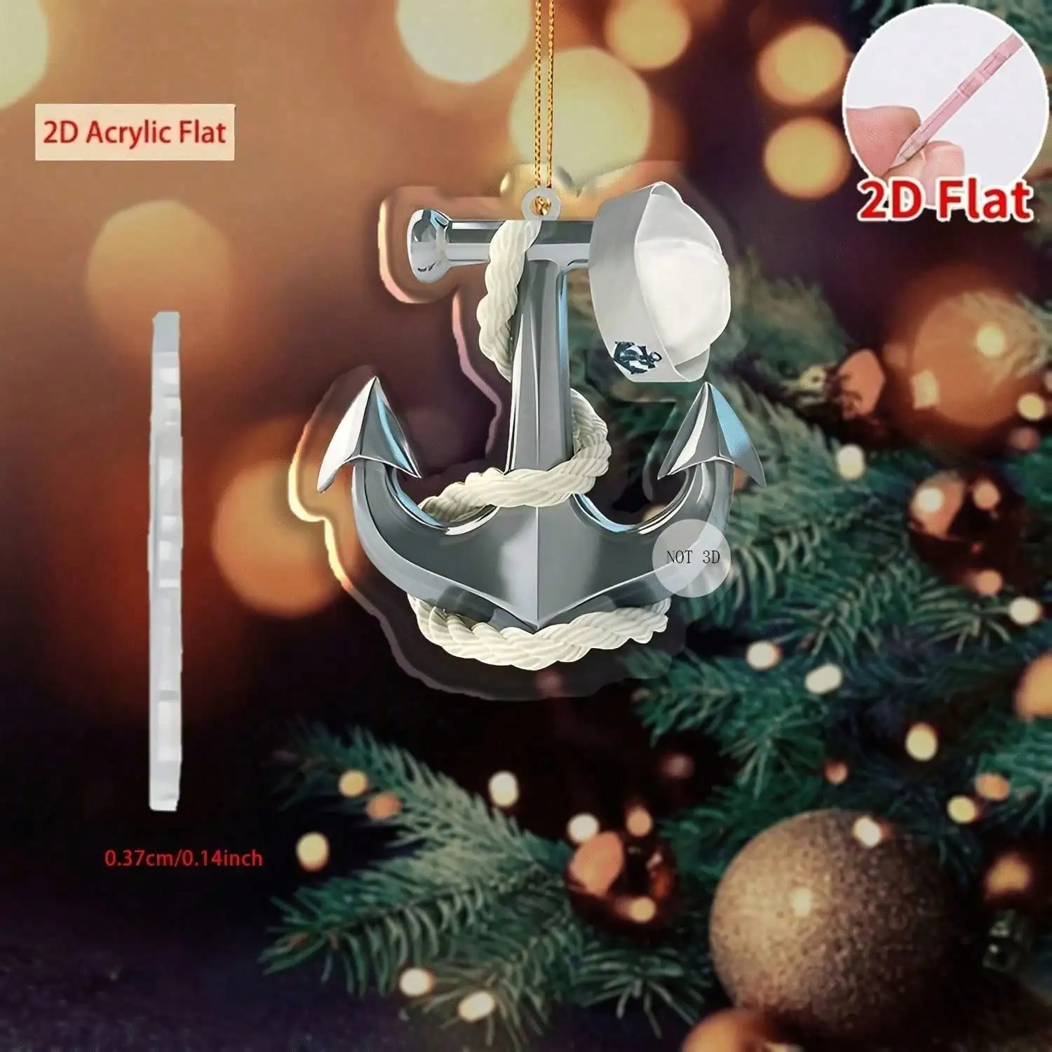 1 Simple Line Anchor Charm - Pre-Bored, Maritime, Versatile | for Vehicle, Bag, Keychain, Nautical, Acrylic Ornament - view 4
