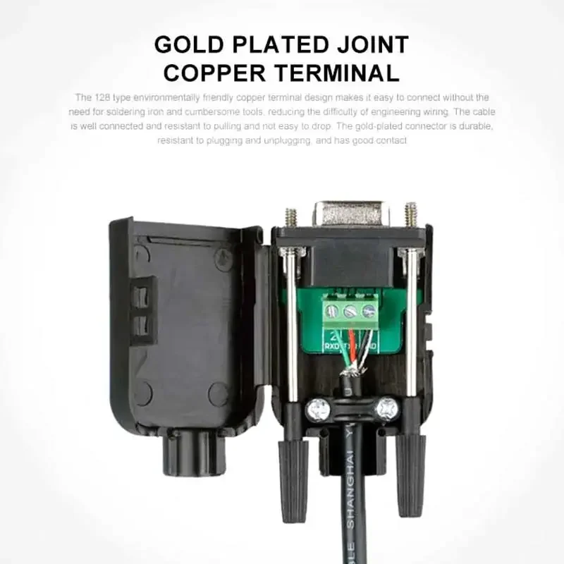 DB9 RS232 Serial Port Solderless Terminal 9Pin Male Female COM Joint Connected To 2 3 5 Pin Ultrathin Gold-plating Connector