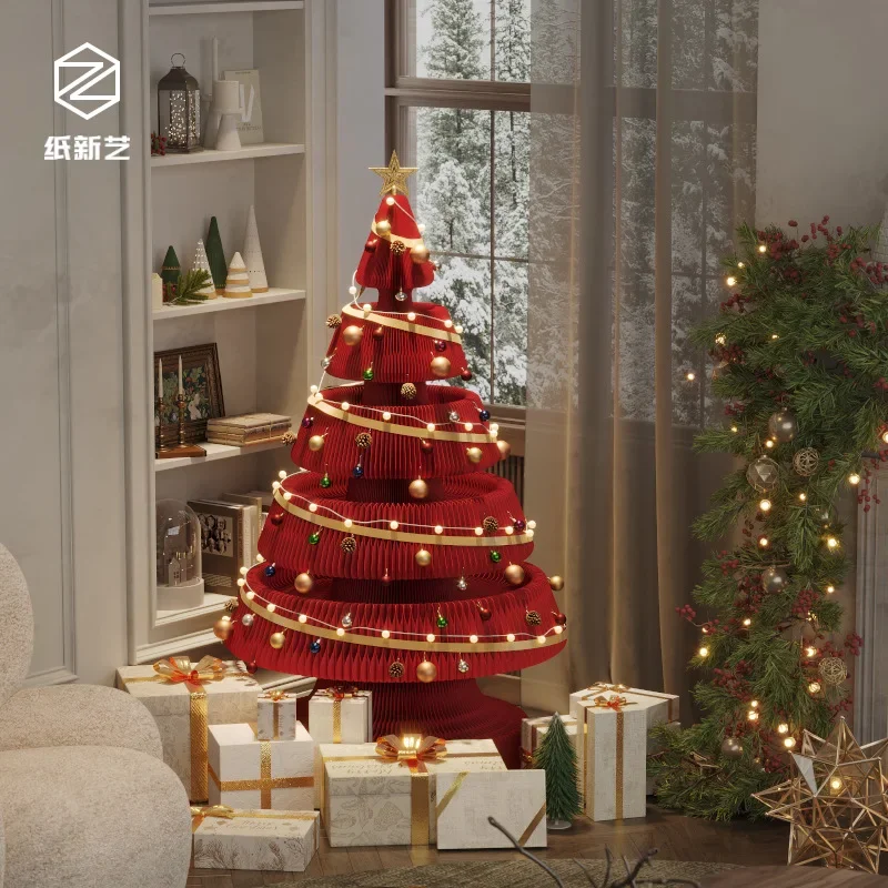 Hot Selling Folding Paper Christmas Tree Christmas Atmosphere Sense of Decoration Props Scene Decoration Folding Christmas Tree