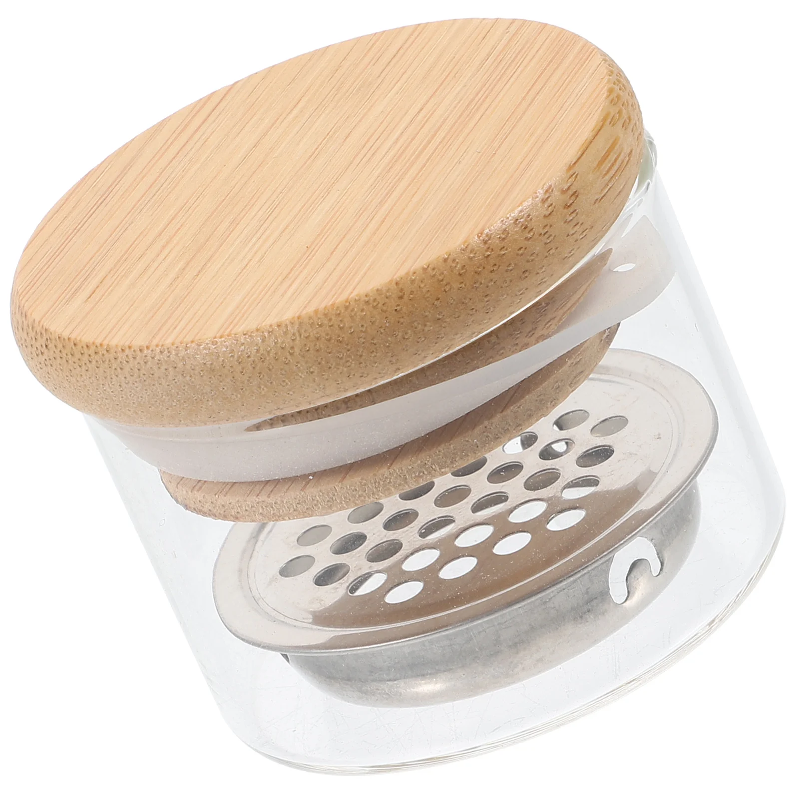 Piatto per unghie in vetro con coperchio Maglia in acciaio inossidabile per unghie acriliche Strumento per manicure Piatto Dappen Supporto per polvere liquida Salone Casa