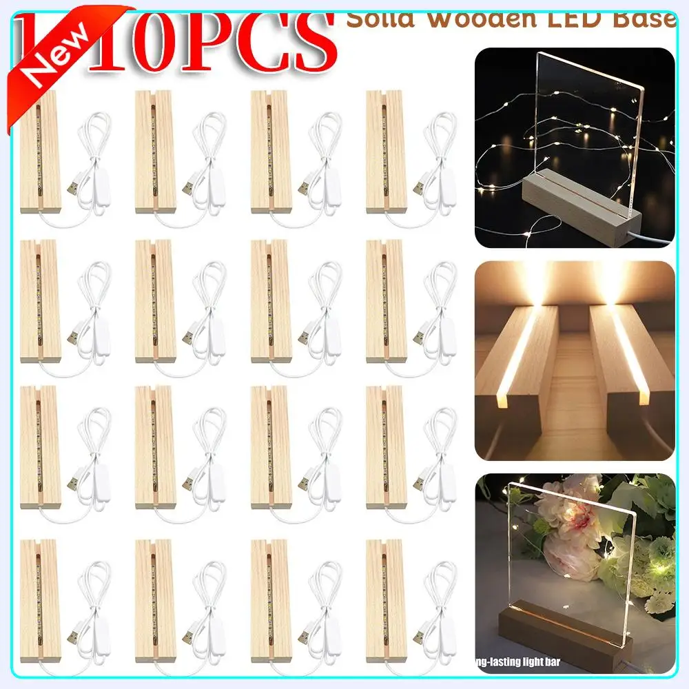 

1-10PCS LED Wood Light Display Crystal Wooden Lighted Base Stand Acrylic Light Plate Base USB Wooden Base for Resin Art Light