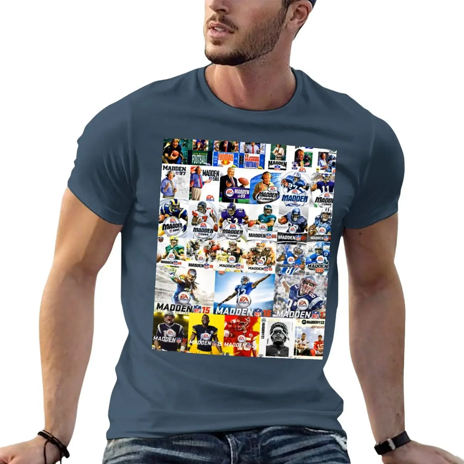 John Madden T-Shirt sports fans Short sleeve tee plain white t shirts men