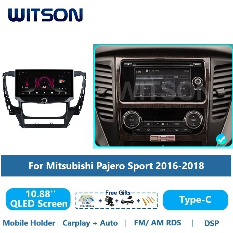 Auto Stereo QLED Android Car Radio Multimedia for Mitsubishi Pajero Sport 3 2016 - 2018 Carplay GPS Vehicle WITSON Head Unit