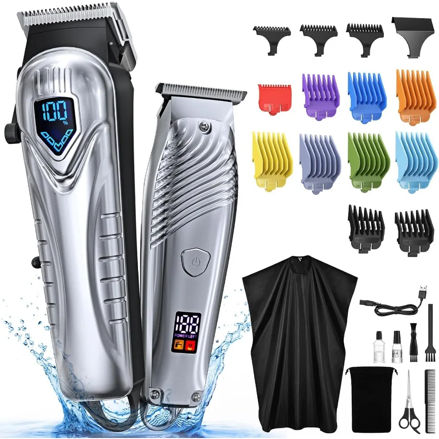 

Professional Cordless Hair Clippers for Men Women Low Noise with 10 Color Combs LED Display Beard Trimmer Barber Set Scissors C