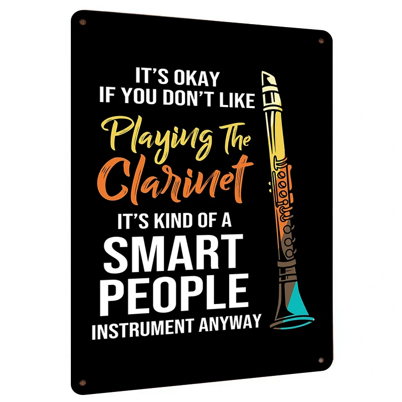 Clarinet Player Gift Smart People Instrument Metal Wall Art Decor for Music Lovers