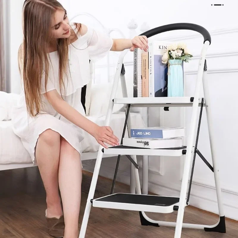 Telescopic Stairs Auxiliary Decorative Ladder Attic Small Kitchen Furniture Home Stainless Safety Mini Tabouret Horse Folding LT