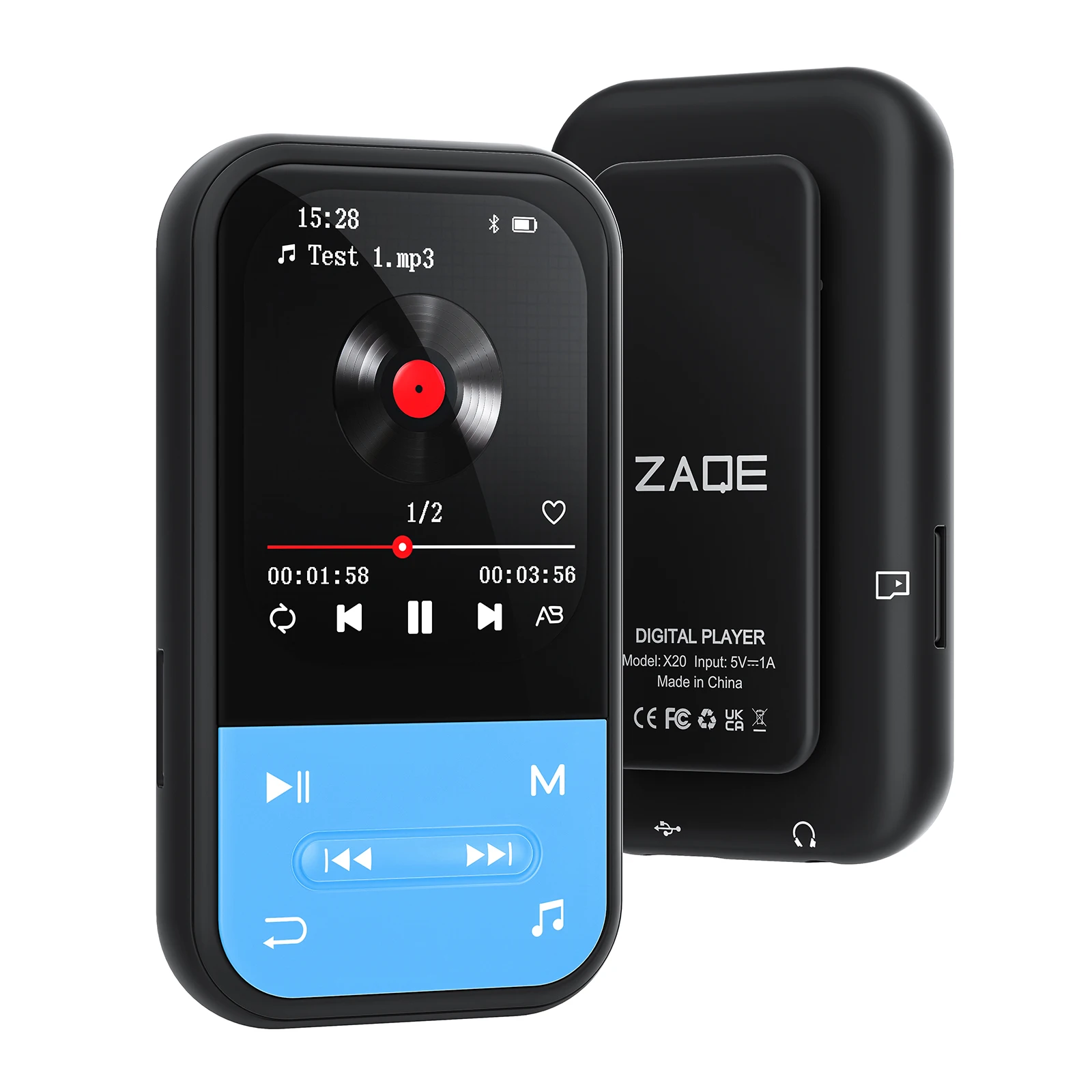 64GB Bluetooth 5.4 MP3 Player, 2.4-inch Portable HiFi Music Player with FM Radio, HD Speaker and E-book Function