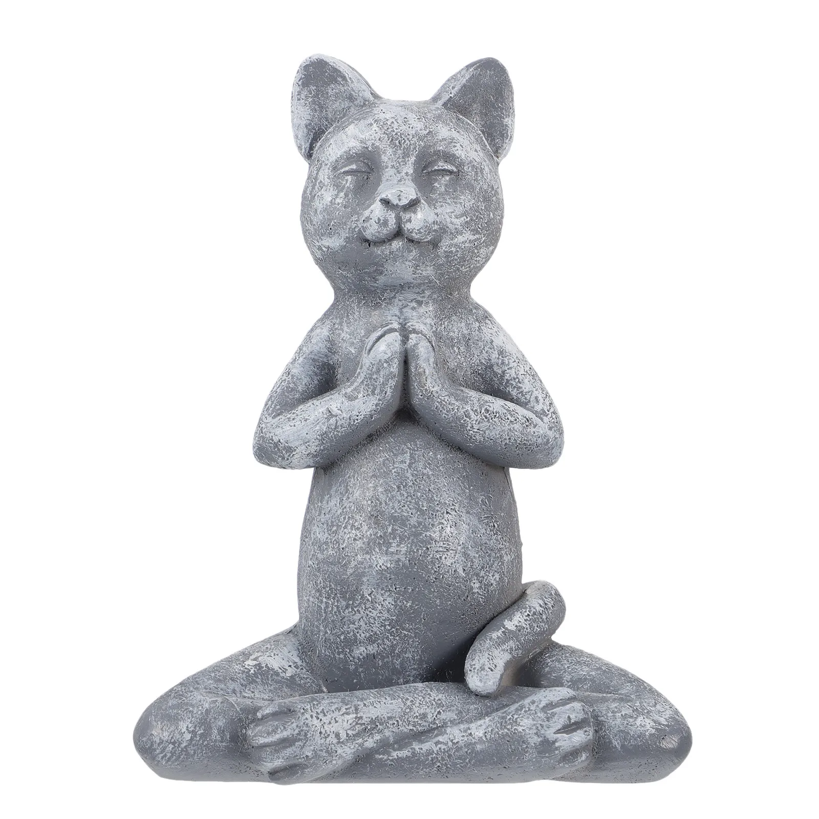 1 Pieza Escultura de Gato Orando, Figura de Gato de Dibujos Animados, Estatua de Resina de Animal Adorable para Decoración de Jardín Exterior, Artesanía de Yoga