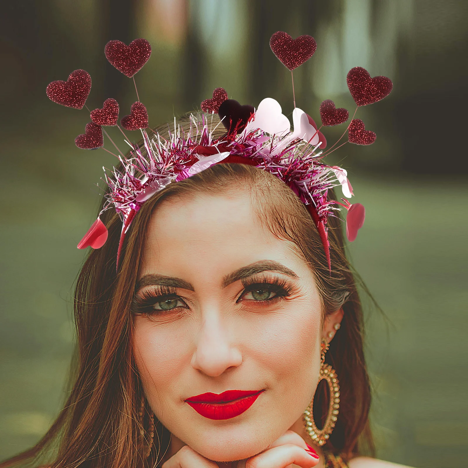 

Red Heart Headband Glitter Valentine'S Day Hair Accessories Women Party Wedding Costume Sparkly Headbands Holiday Photo