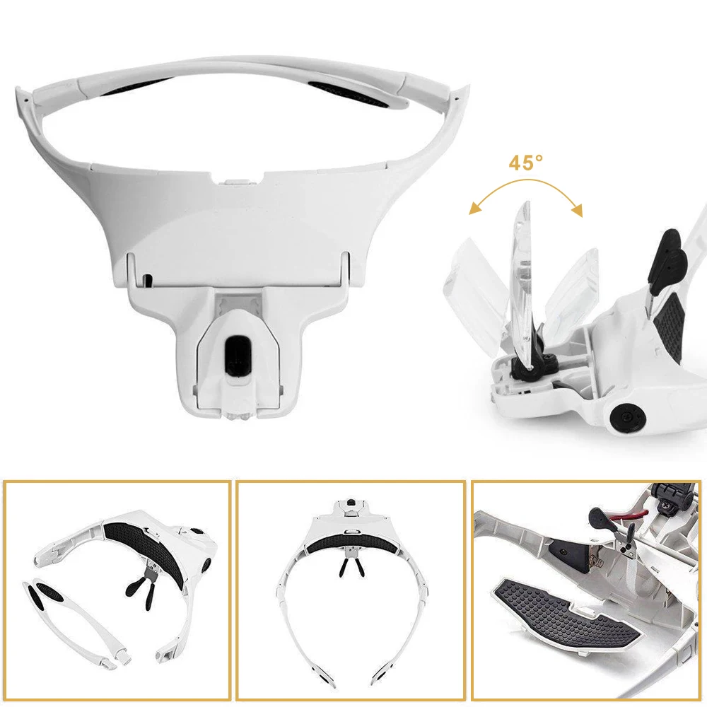 Katway lâmpada de luz led cabeça lupa óculos joalheiro bandana lupa óculos ferramenta óptica reparação leitura lupa HH-AA338