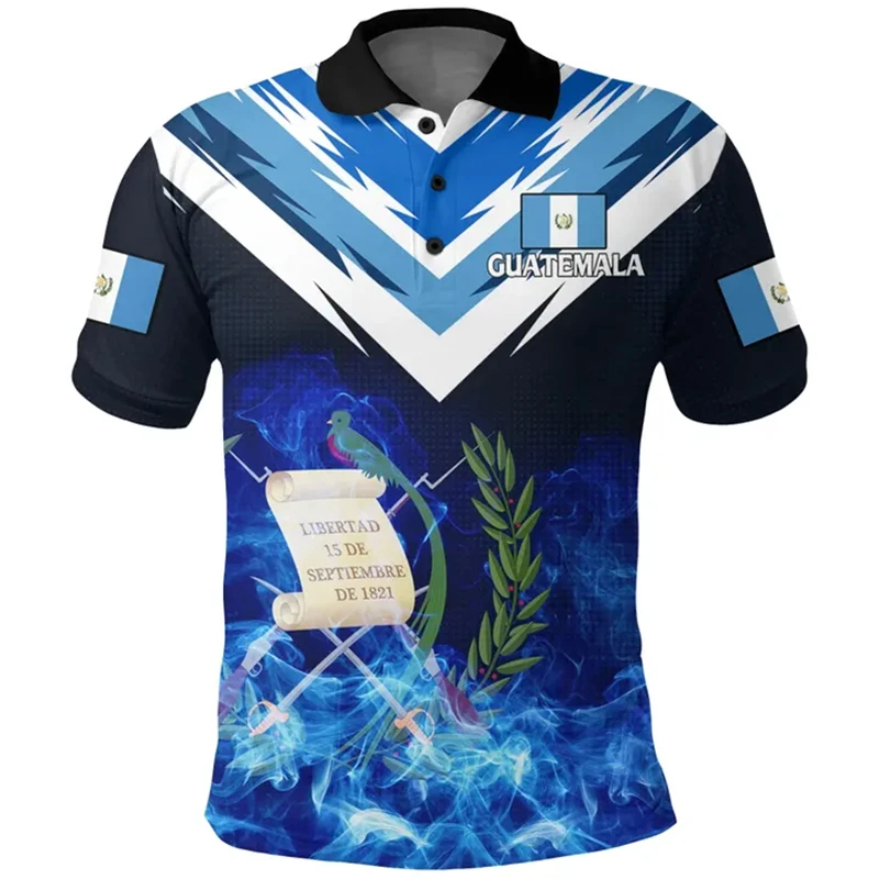 North America Country Guatemala Flag Pattern Polo Shirt 2024 New Hot Men Women Guatemalan National 3D Print Tees Tops Clothing