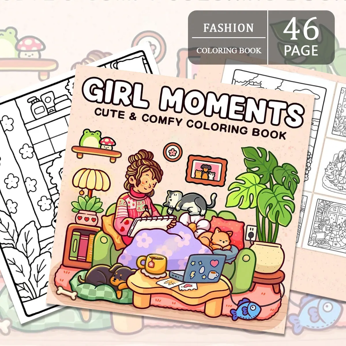 "편안한 낙원" 색칠하기 책: 따뜻하고 귀엽고 달콤한 동물 장면. 조용한 삶을 즐기세요. 휴식을 위한 좋은 선택입니다.