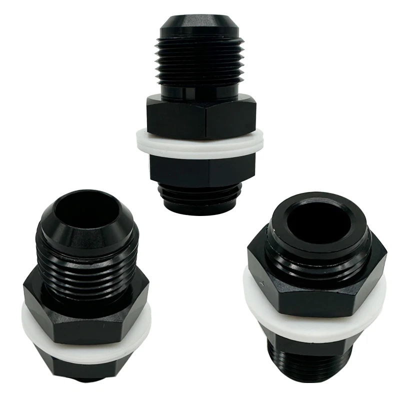 2 Buah Fitting Sekat Sel Bahan Bakar Aluminium Pria AN6 AN8 AN10 AN12 Aksesori Adaptor Sekat Sel Bahan Bakar Hitam Pas dengan Mesin Cuci