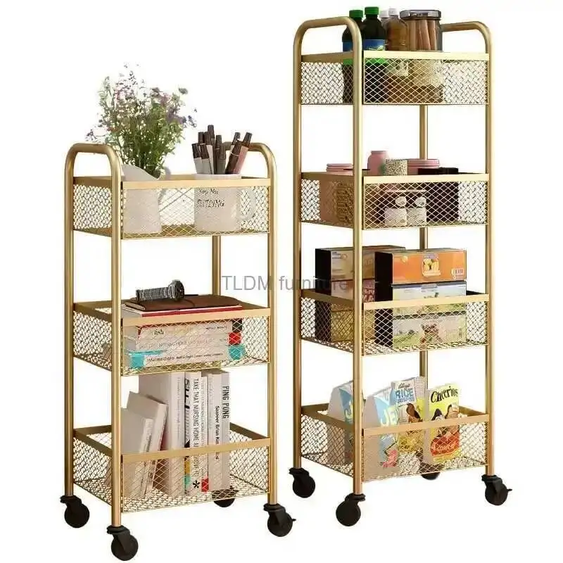

Snack Removable Kitchen Nordic Storage Trolleys Metal Rack Kitchen Furniture Multi-layer Kitchen Island Ins Storage Shelves E