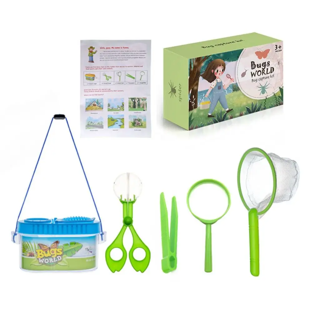 Com lupa ferramenta de exploração da natureza ao ar livre kit de acampamento transparente à prova d & kit coletor de insetos kit explorador