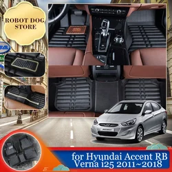 Car Leather Floor Mat for Hyundai Accent RB Verna i25 Solaris 2011~2018 Foot Liner Waterproof Carpet Pad Custom Rug Accessories