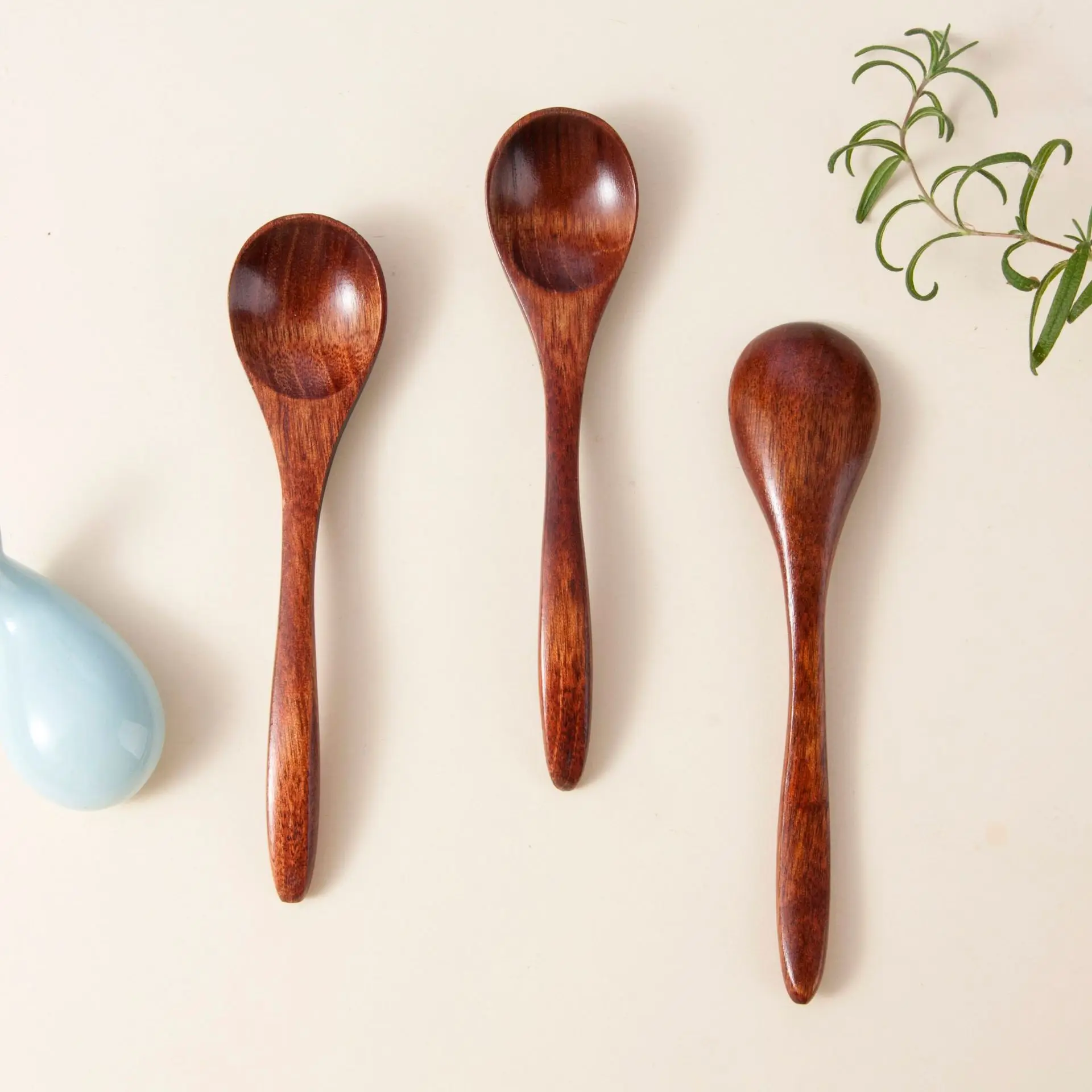 5/3/1Pcs Windows Spoon Japanese Small Wooden Teaspoon Heart Scoops Coffee Bean Dessert Spoons