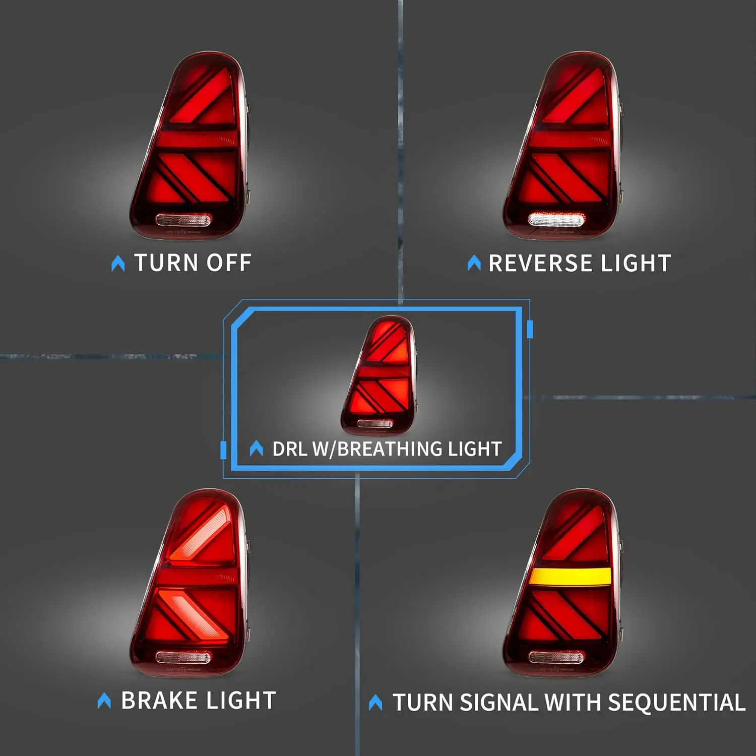 Pair Red Tail Lights Assembly For 2001-2006 Mini Cooper R50 R52 R53 Car Rear Lamps Left And Right Side