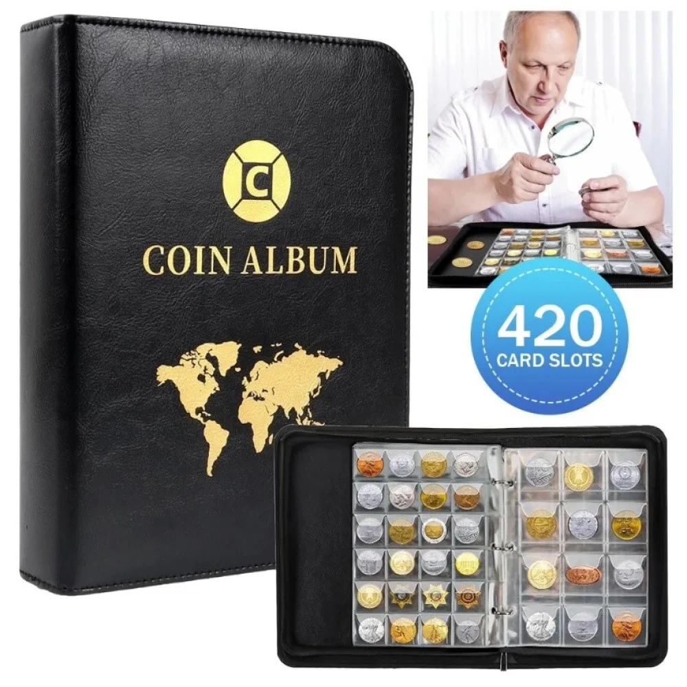 Album da collezione per 420 monete da 2 Euro – Raccoglitore per monete antiche, monete commemorative reali e pezzi da collezione