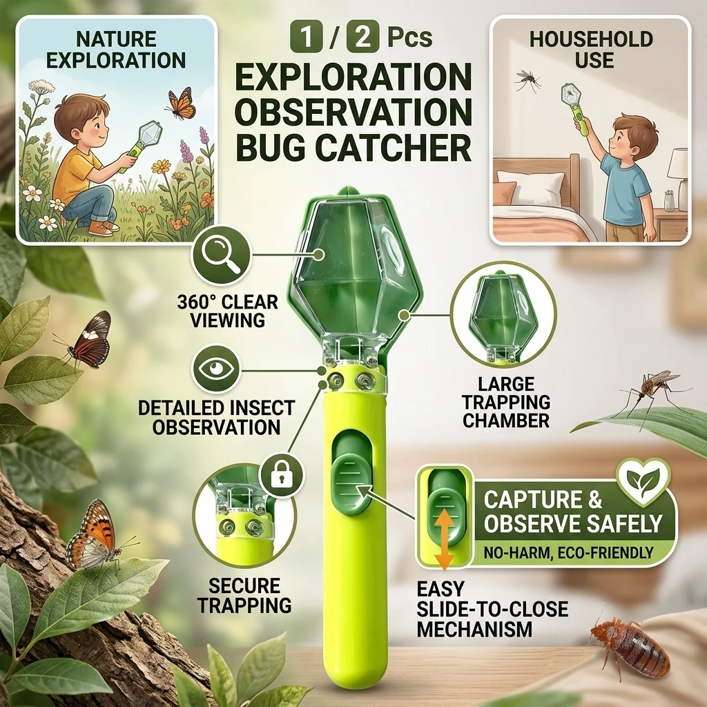 1/2Pcs Portable Insect Catcher With 6X Magnifying Outdoor Exploration Display Observer Box Kids Bug Catcher Insect Trap