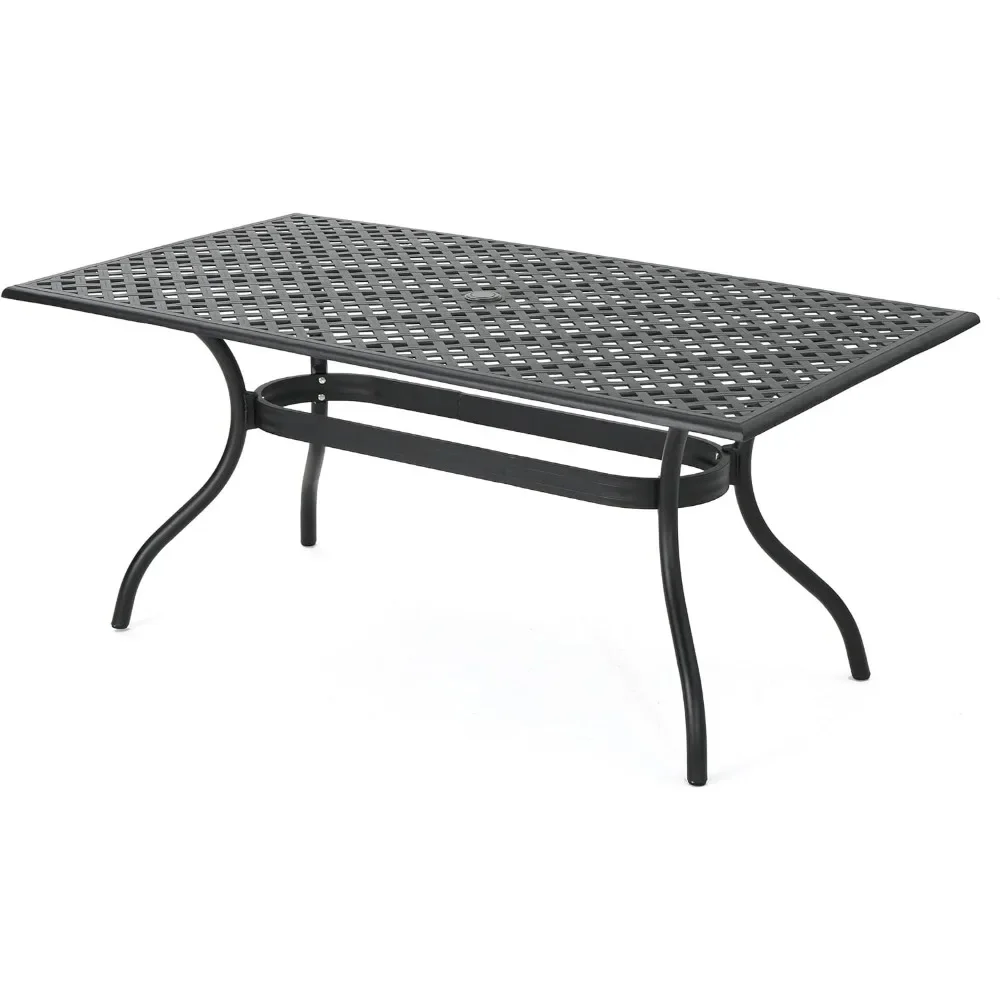 

Christopher Knight Home Cayman Cast Aluminum Rectangle Table, Black Sand Outdoor Furniture Outdoor Tables