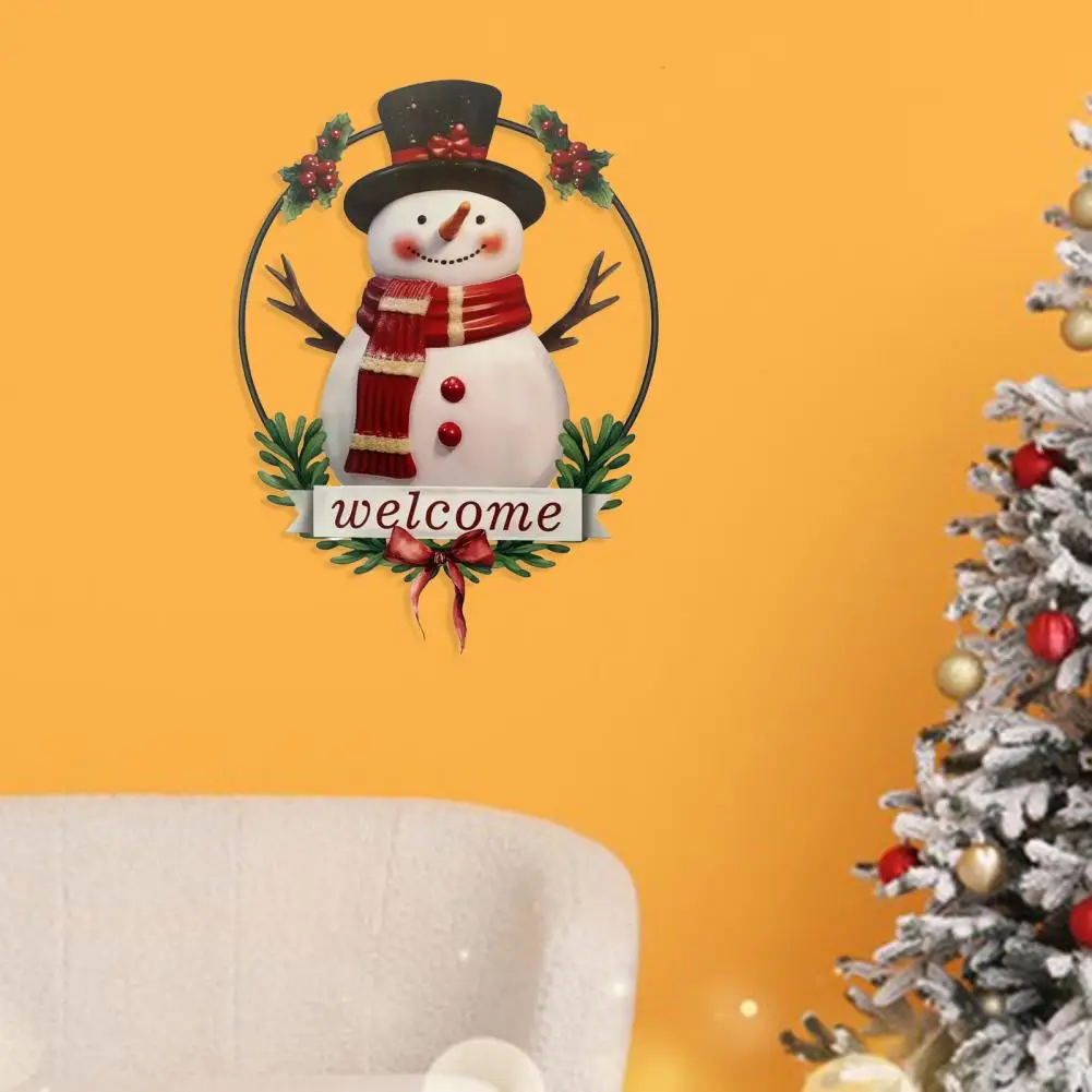 Durable Iron Hanging Ornament Vintage Christmas Snowman Metal Tin Sign for Home Bars Cafes Retro Rustic Wall for Door for Door