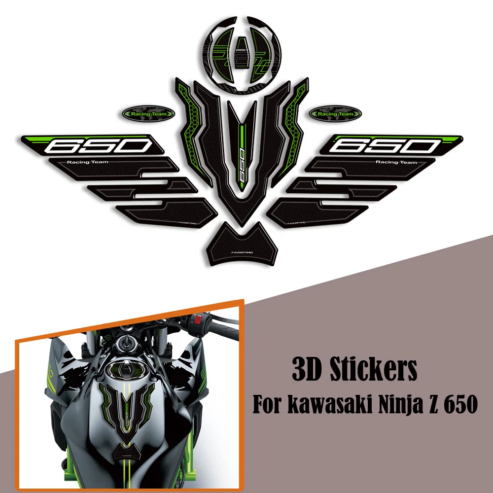 Motorcycle For kawasaki Ninja Z 650 Z650 Tank Pad Side Grips Gas Fuel Oil Kit Knee Fairing Fender 3D Stickers Decals 2020 - 2025