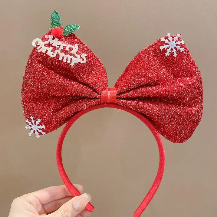 

Christmas Gift Kids Headband Cosplay Cartoon Elk Snowflake Bow Hairband Birthday Party Headwear Halloween Gifts Hair Accessories