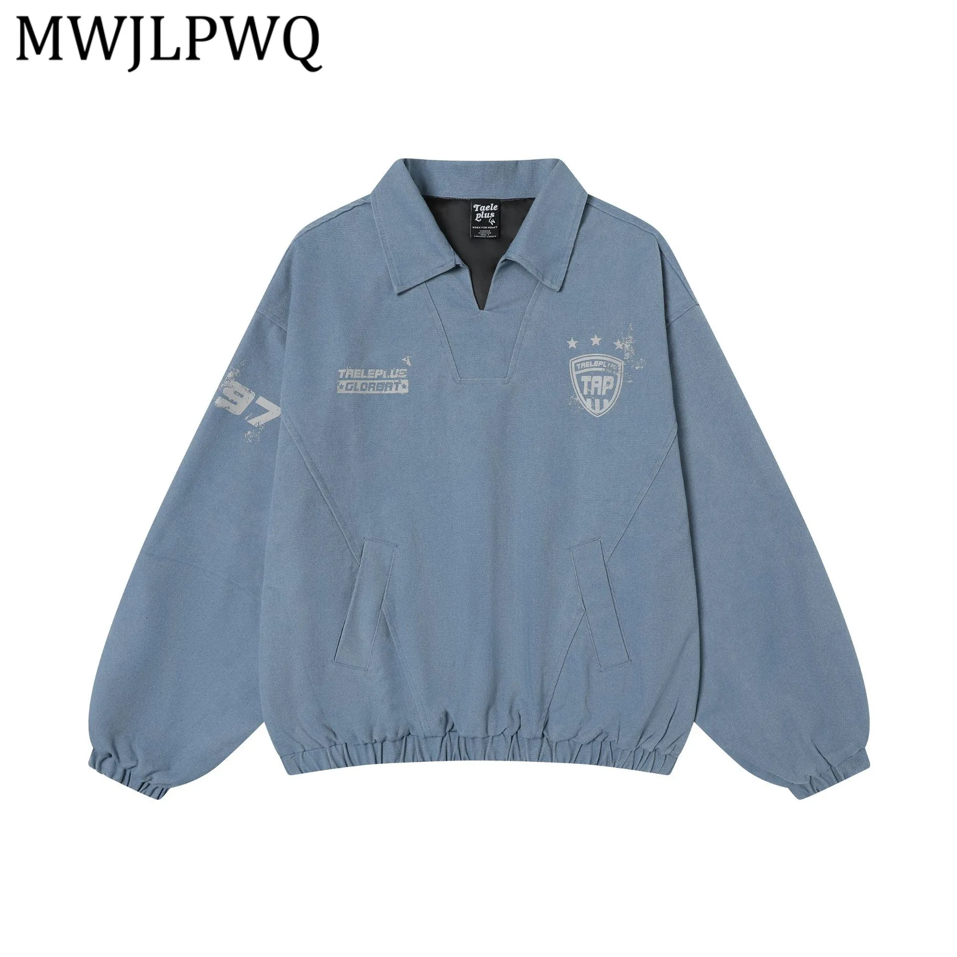 

Мужская куртка MWJLPWQ, новая коллекция Весна-Осень 2026, в американском ретро-стиле, уличная, с эффектом потертости, отложным воротником, унисекс, повседневная, свободного кроя, модель 13153