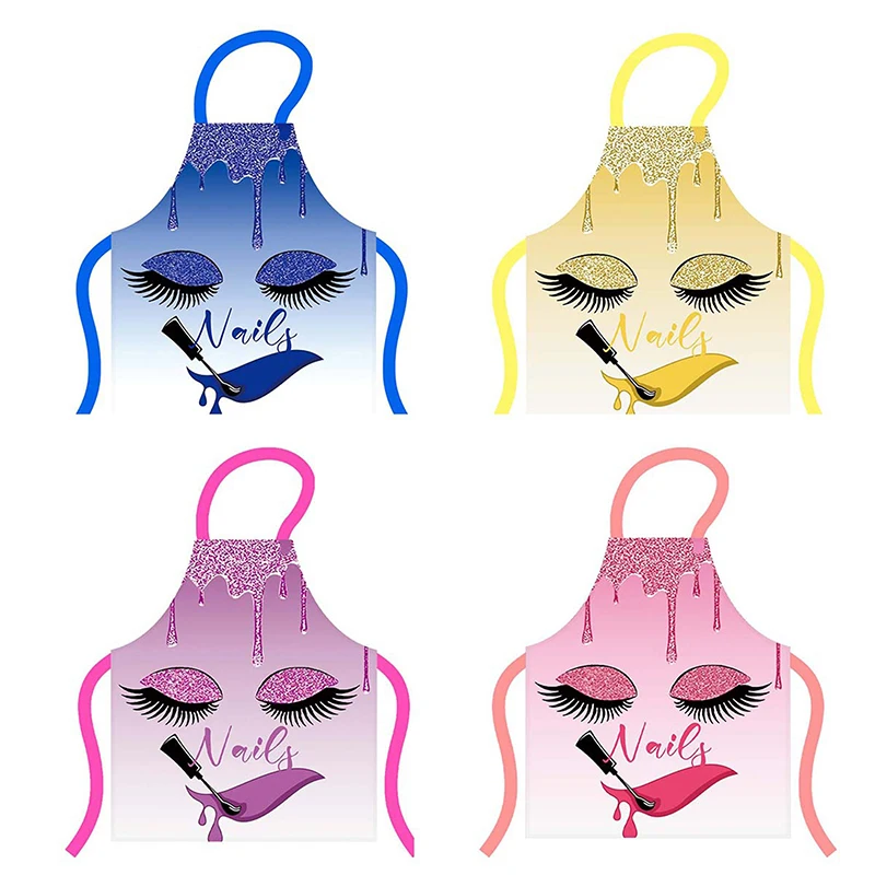 

Fashion Eyelashes Pattern Apron Adjustable Manicurist Apron Bibs Manicurist Work Clothes For Aprons Women Men Waterproof Apron
