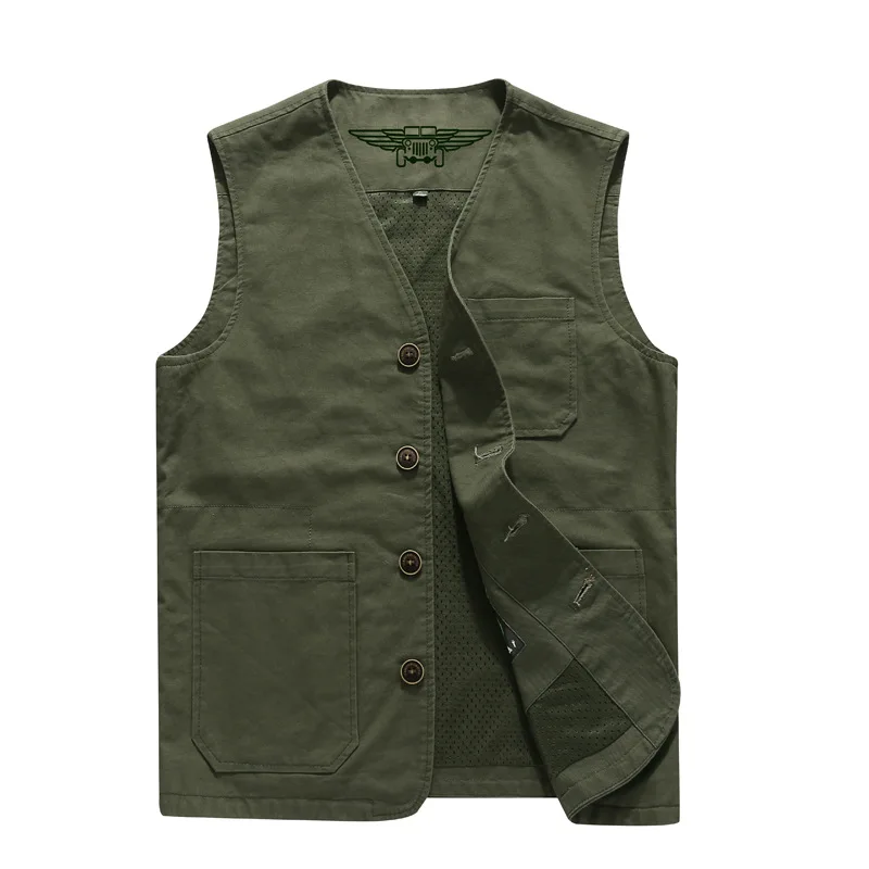 Men's pure cotton plus size vest, dad's multi pocket vest, four season home vest, sleeveless, breathable fat vest