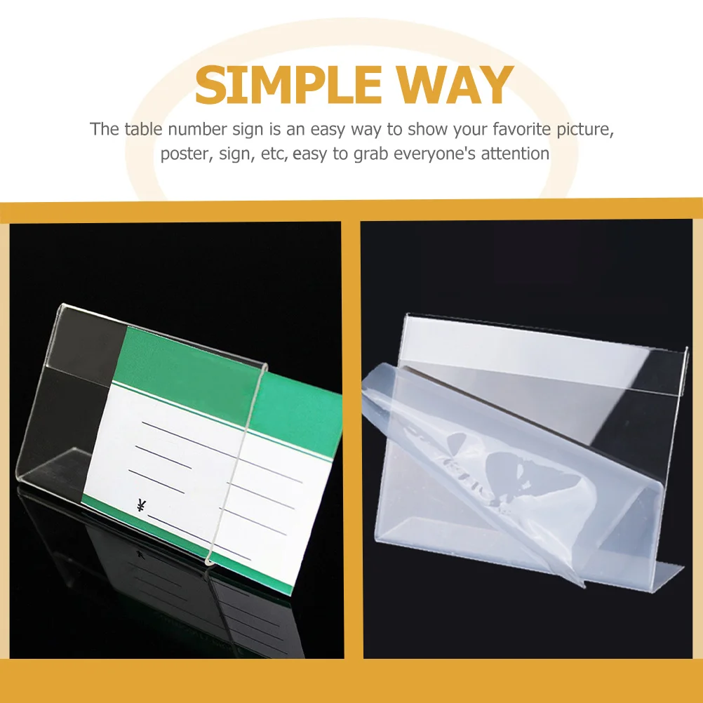20pcs Acrylic Sign Holder Small Display Stands For Table Number Signs Wedding Party Decor Clear Scratch-Resistant Stand Menu