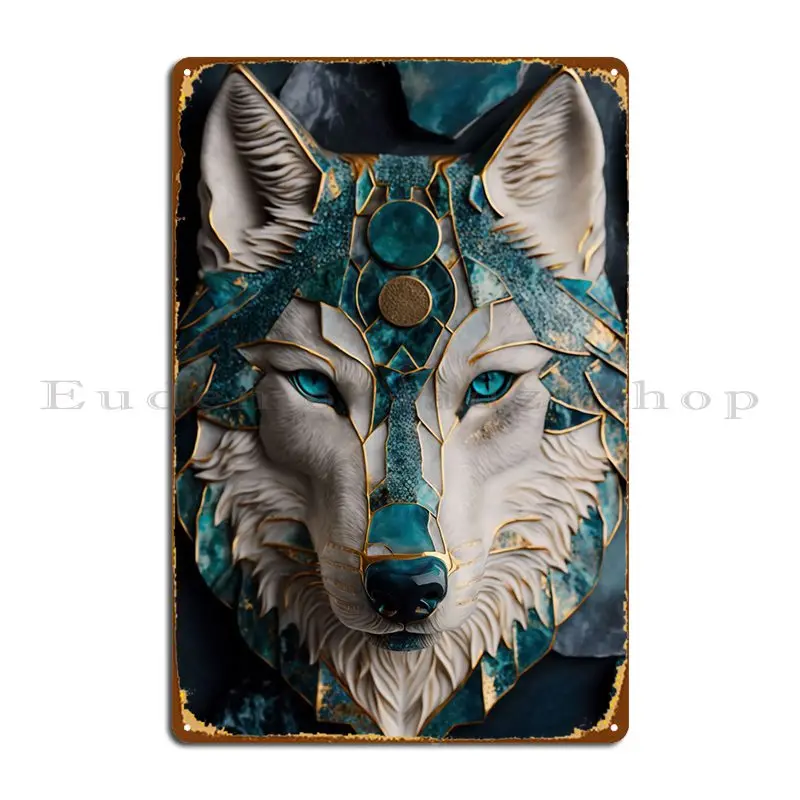 Abstract Wolf Kintsugi Art Metal Signs Wall Cave Create Wall Decor Personalized Cinema Tin Sign Poster