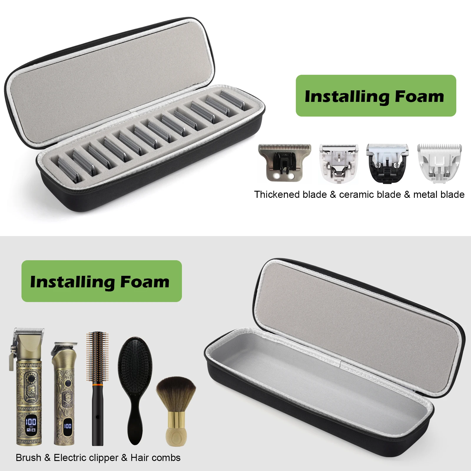 Grooming Clipper Blade Home Storage Case Holder Organizer – Harte Reise-Tragetasche für 12-Klingen-Tasche – Detail 5
