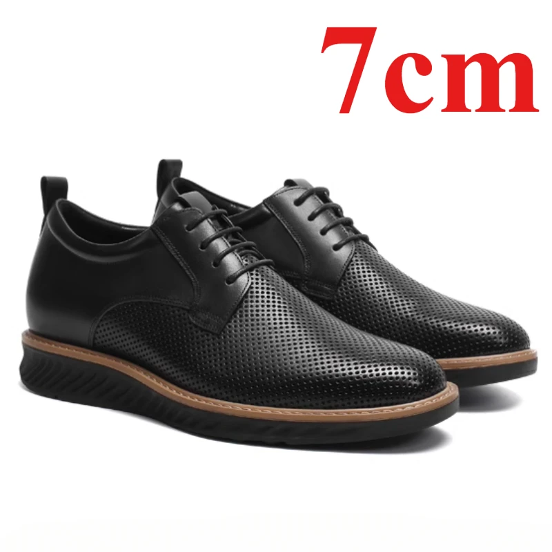 Height Increasing Sandals for Men's 7cm Summer Hollow Sandals Comfortable Breathable Casual Sports Shoe Invisible Elevated Shoes