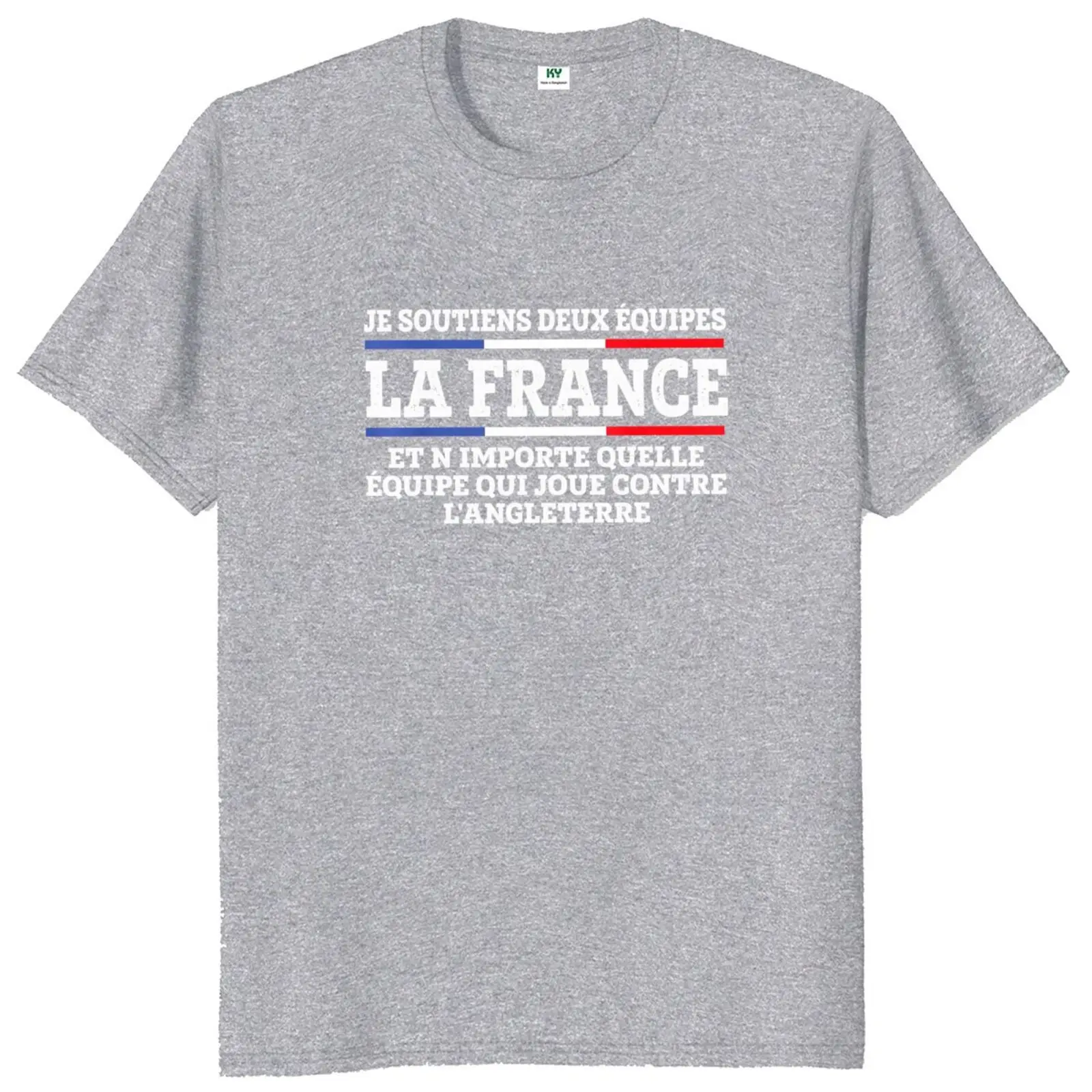 I Support Two Team France And Anyone Who Plays England T Shirt French Texts Gift Retro Tops Unisex 100% Cotton T-shirts EU Size