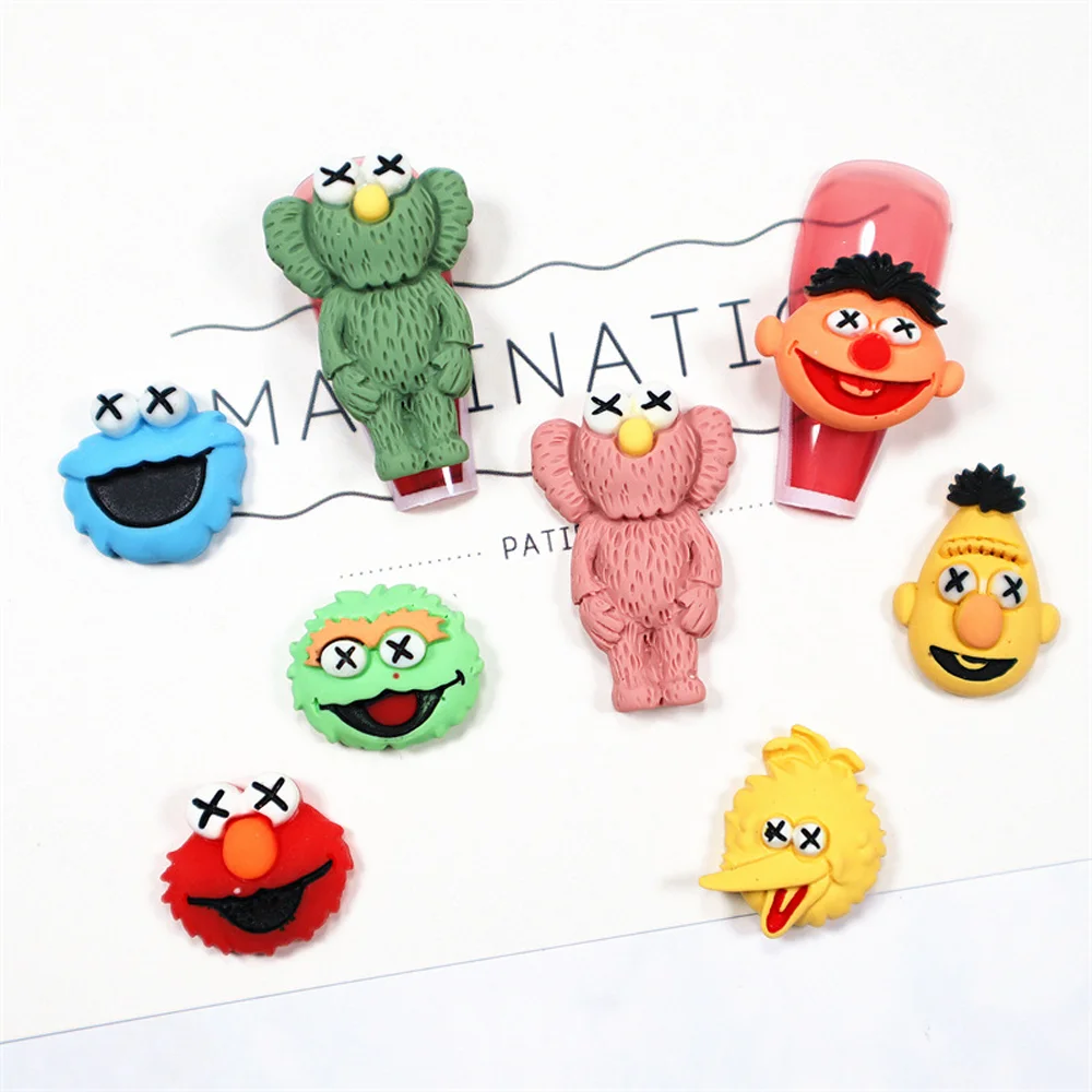 10pcs Kawaii Cartoon Character Nail Art Charm 3D Resin Flatback Large Street Character Nail Decoration DIY Cute Nail Accessories