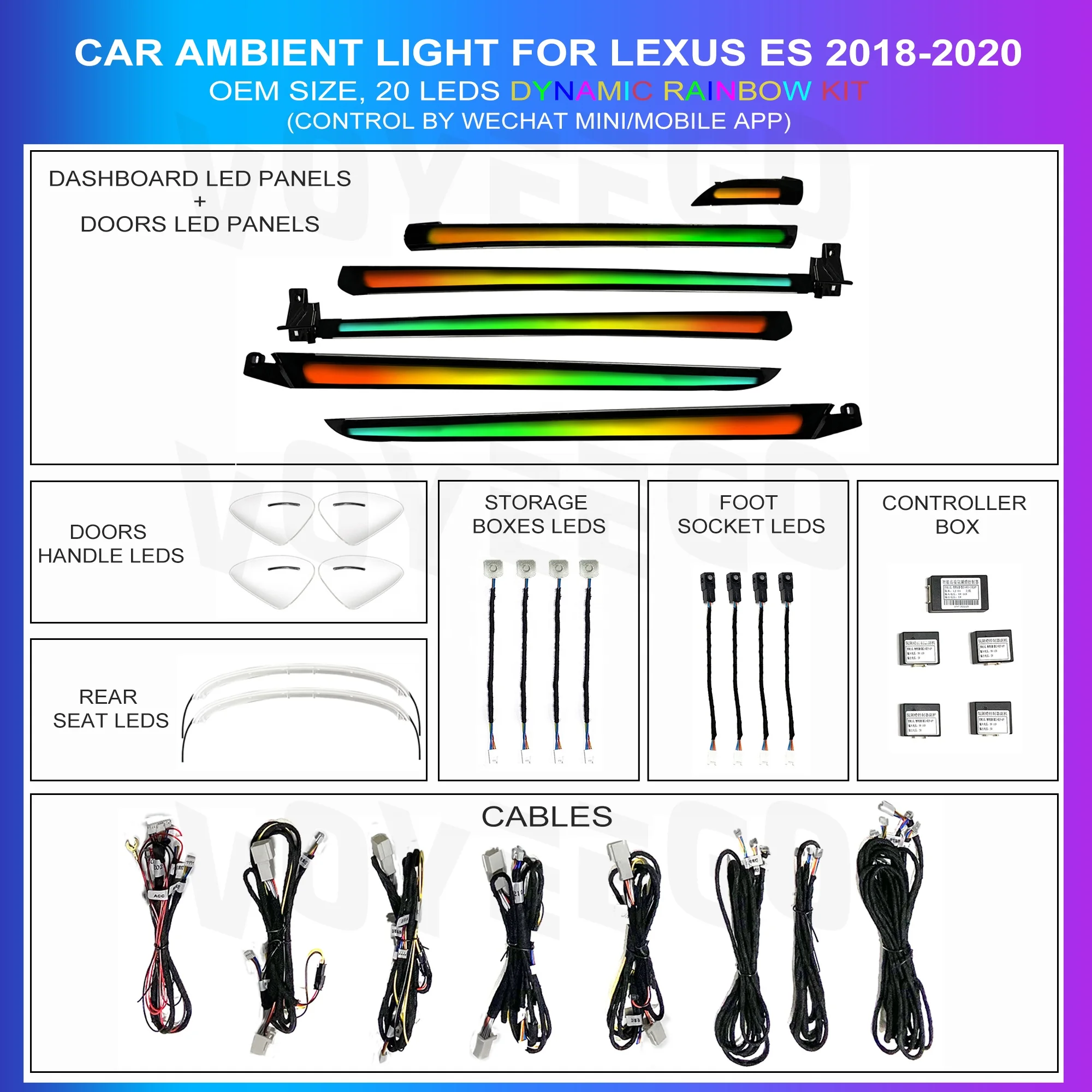 Car Ambient Light Voyeego Factory Price Good Quality Hot Selling Ambient Light For Lexus ES 2018-2020 Dynamic Lighting