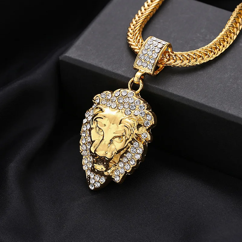 Bling Cz Lion Head Charm Jewelry Hip Hop Pendant Hacker Mask Stainless Steel Necklace With Miami Chain Men Rapper Jewelry-image