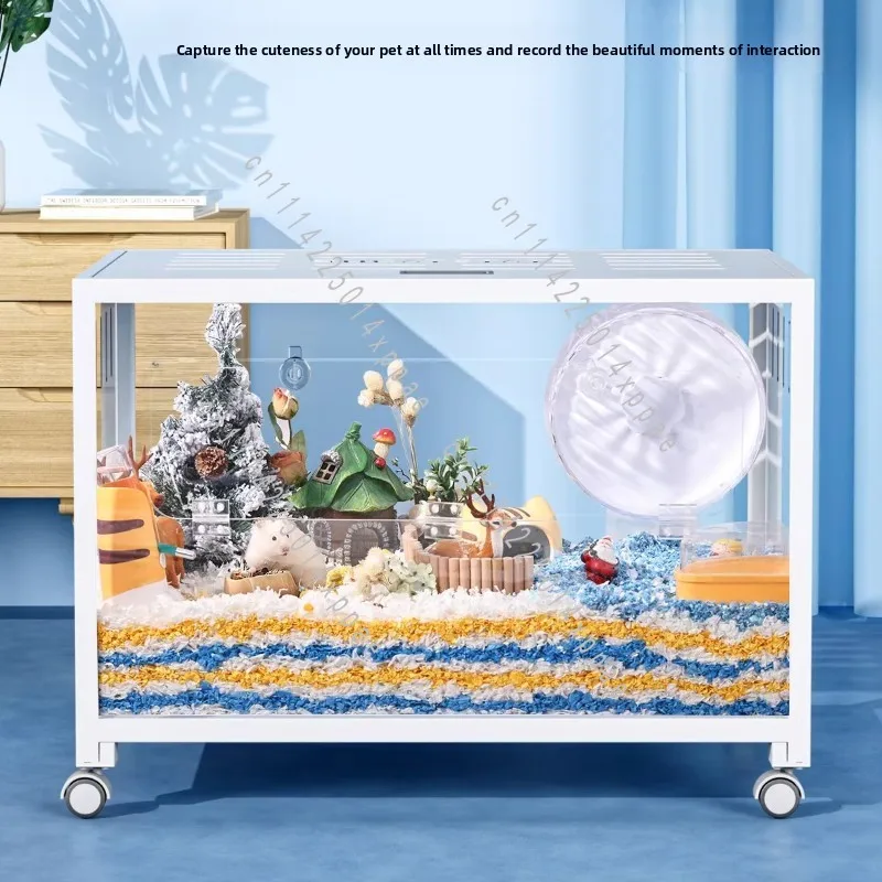 Spacious Hamster Home 80cm Transparent Metal Hamster Cage Chew-Proof Luxury Habitat For Hamsters Large Cube Modular Cage